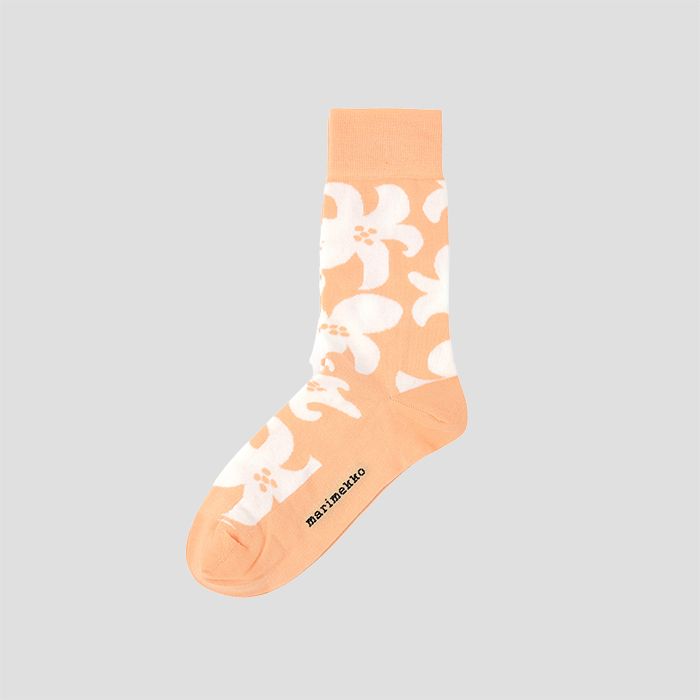 marimekko(マリメッコ)Henki Villinarsissi ピーチ×ホワイト