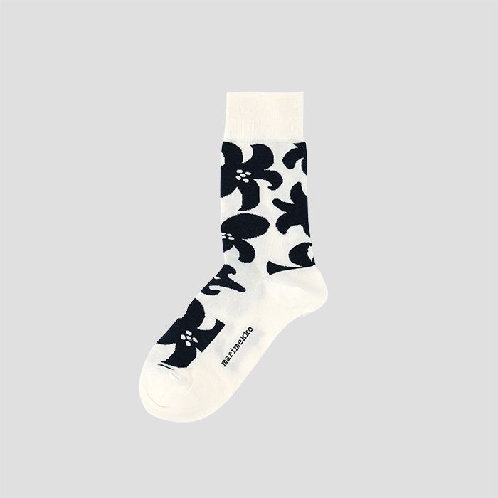 マリメッコ 靴下 レディース marimekko（マリメッコ）Henki Villinarsissi オフホワイト×ブラックダークグレー