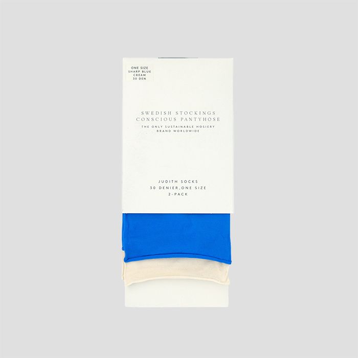 SWEDISH STOCKINGSiXEF[fBbV XgbLOjJudith Socks two-pack: creme/ sharp blue