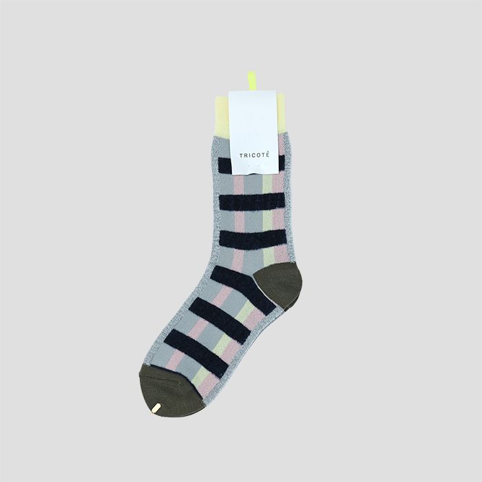 トリコテ 靴下 レディース TRICOTE（トリコテ）CHECK VELOR SOCKS / チェックベロアソックス L.GRAY