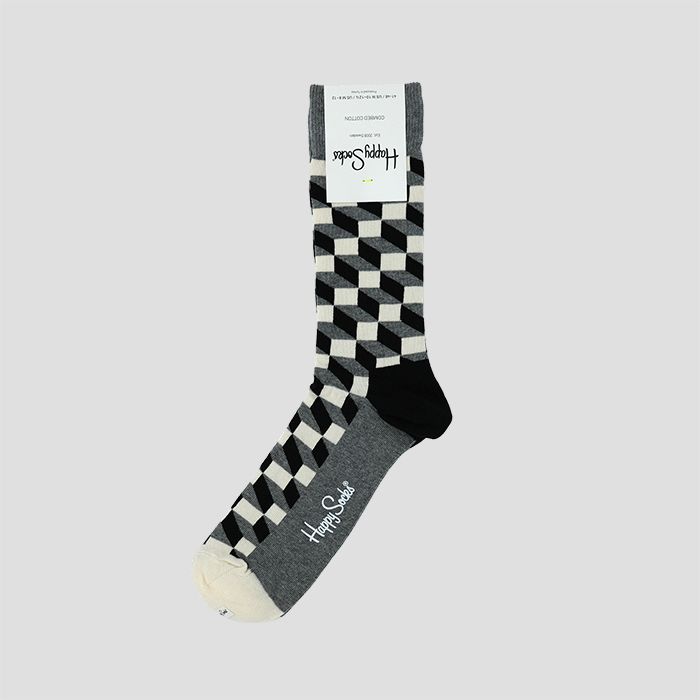 Happy Socks ハッピーソックス Filled Optic Sock GRAY