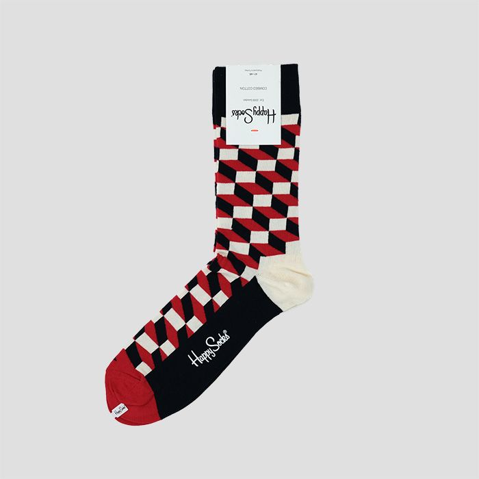 Happy Socks ハッピーソックス Filled Optic Sock RED