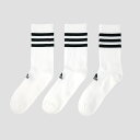 adidas（アディダス）スリーストライプス クッション クルー ソックス 3PACK WHITE