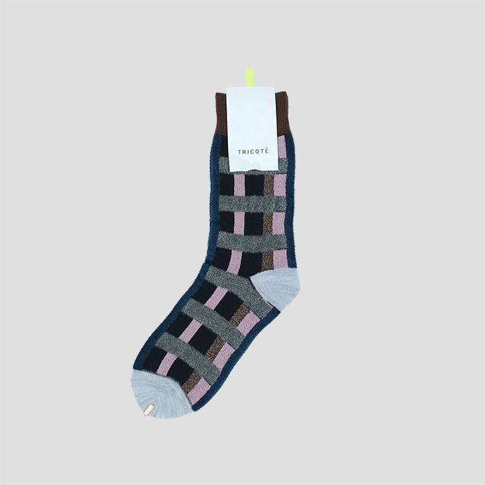 トリコテ 靴下 レディース TRICOTE（トリコテ）CHECK VELOR SOCKS / チェックベロアソックス NAVY