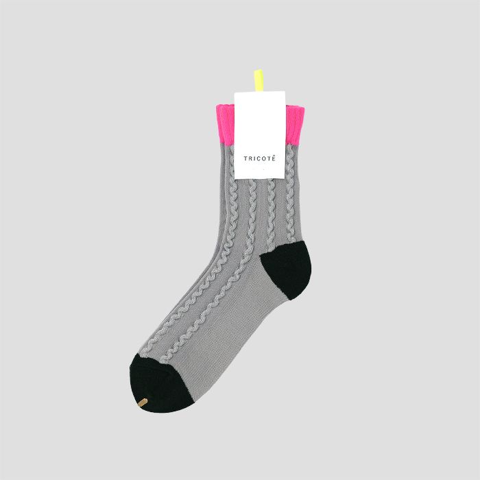 トリコテ 靴下 レディース TRICOTE（トリコテ）CABLE STRIPE SOCKS / ケーブルストライプソックス PINK