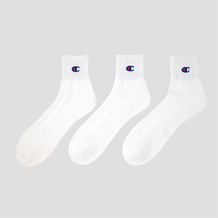 【SALE 20%OFF】Champion(チャンピオン)【ハーフパイル】クォーターレングスソックス 3PACK WHITE(CMSCH202, CMSCY202)