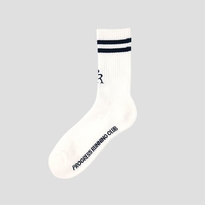 PROGRESS RUNNING CLUB（プログレスランニングクラブ）NARROW LINE SOCKS WHITE/NAVY