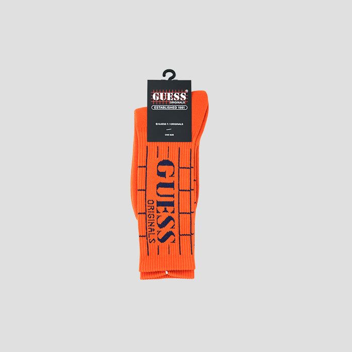 GUESSiQXjGUESS Originals Grid Crew Socks ORANGE