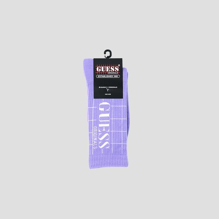 GUESSiQXjGUESS Originals Grid Crew Socks PURPLE