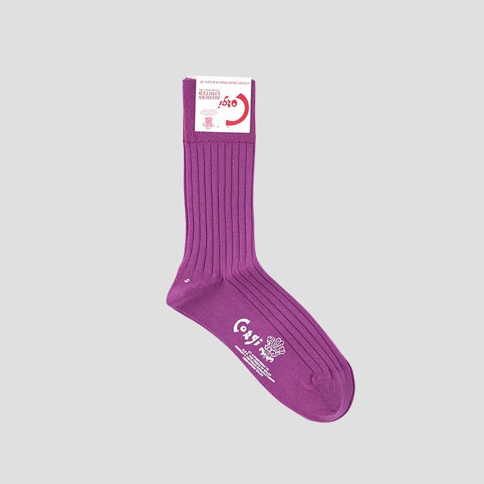 corgiiR[MjyWOMENSzFINE GAUGE COTTON PLAIN SOCKS PURPLE