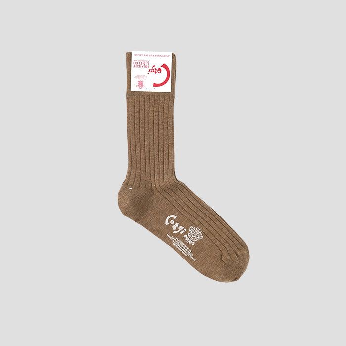 corgi（コーギ）【WOMENS】FINE GAUGE COTTON PLAIN SOCKS BEIGE