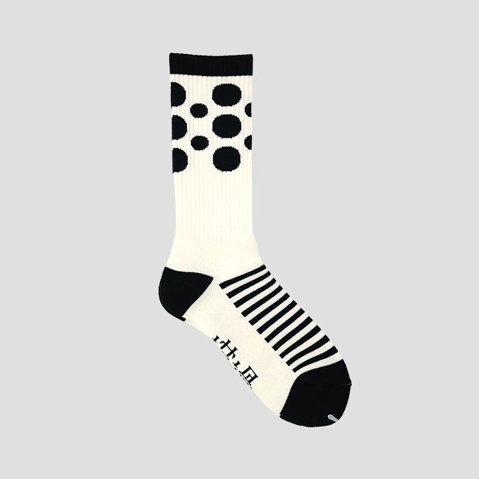 RUTSUBO（坩堝）BUBBLE BORDER SOCKS WHITE/BLACK