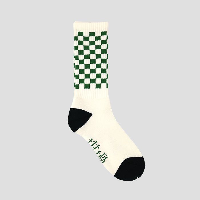 RUTSUBOiājCHECKER SOCKS WH&#8544;TE/GREEN