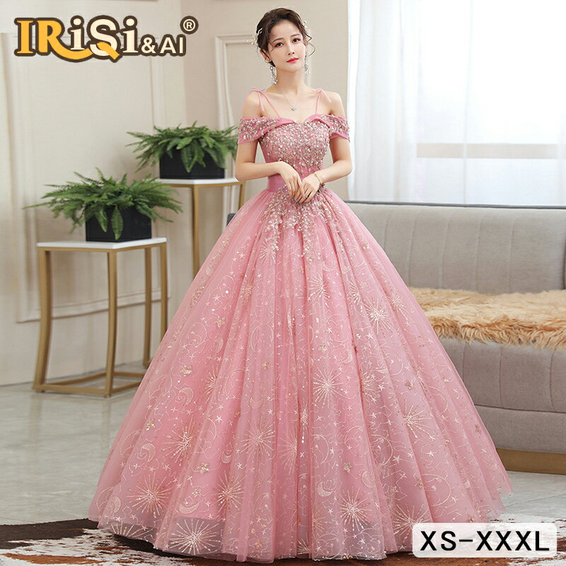 カラードレス 演奏会 発表会 ロングドレス 二次会 花嫁 大きいサイズ 結婚式 二次会 披露宴 プリンセスライン ハイウエスト ブライダル ロング丈 フォーマル 編み上げ ピンク 中学生 高校生 大学生