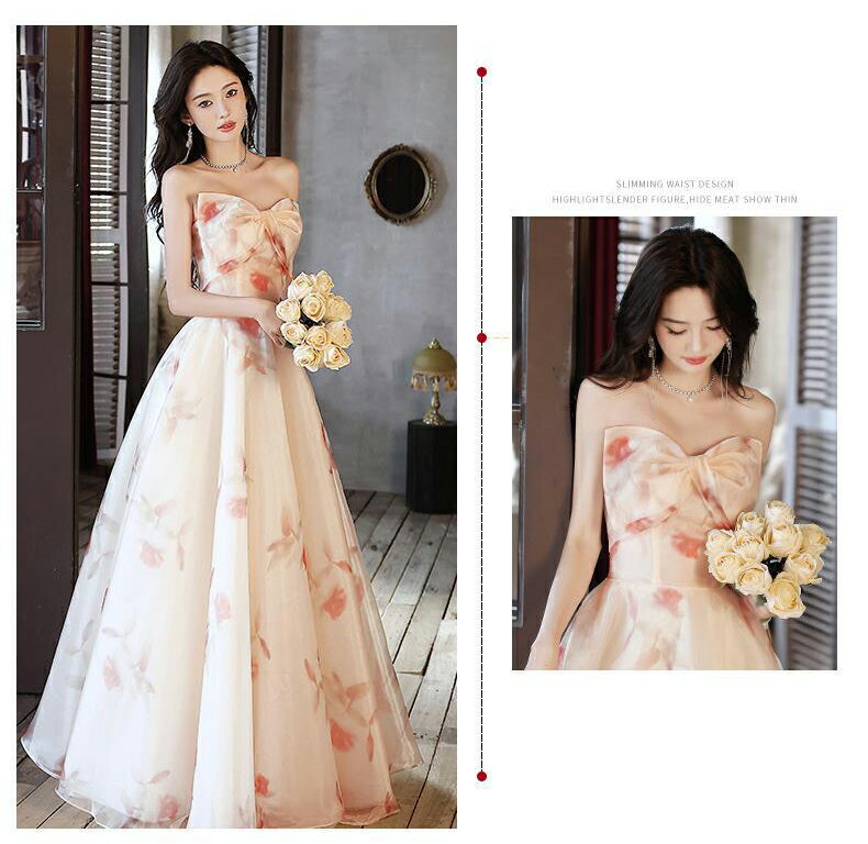 「10%OFFクーポンあり」パーティードレス ロングドレス イブニングドレス ビスチェライン ロング丈 パーティー 演奏会 成人式 忘年会 結婚式 フォーマル Aライン 編み上げ 花柄 チュール リボン 可愛い