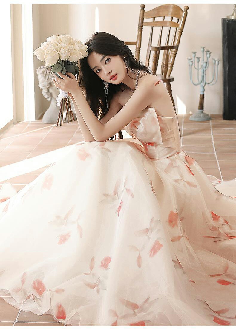 「10%OFFクーポンあり」パーティードレス ロングドレス イブニングドレス ビスチェライン ロング丈 パーティー 演奏会 成人式 忘年会 結婚式 フォーマル Aライン 編み上げ 花柄 チュール リボン 可愛い