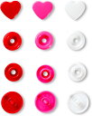 《Prym》プリム スナップ Prym Love 12.4mm 3色 30セット入り ハート 393031プラスチック ボタン 赤 白 レッド ホワイト ピンク 可愛い かわいい 手芸 洋裁縫製 ハンドメイド