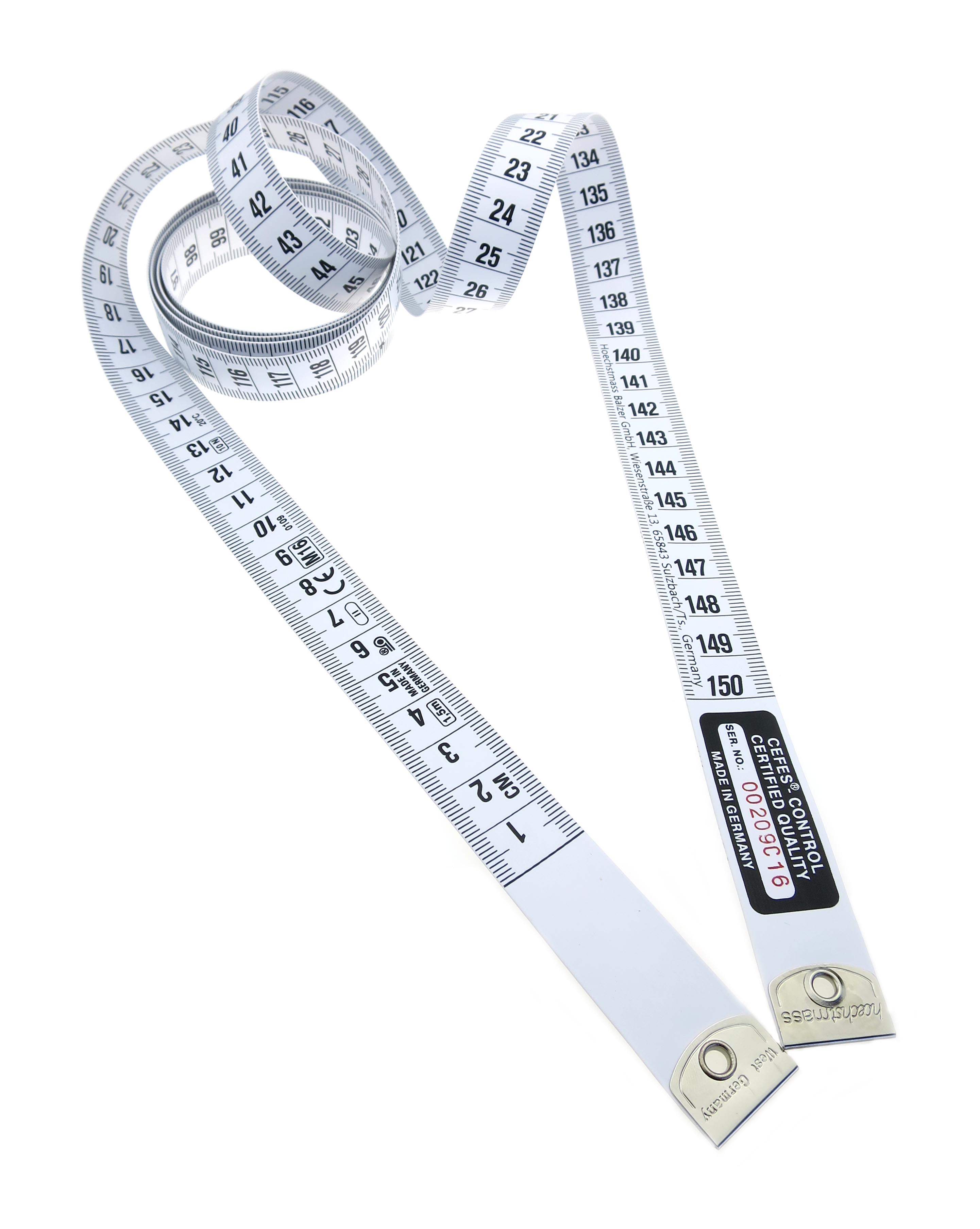 ドイツ製　hoechstmass　ヘキストマスEEC型式　ライセンス認定　EU高精度デラックスメジャー　両面150cmタイプセンチ/センチ　テープ幅19mm　余白あり手芸　裁縫　洋裁　クラフト※両面(表裏)同じ向きでのスタートではないのでご注意下さい。