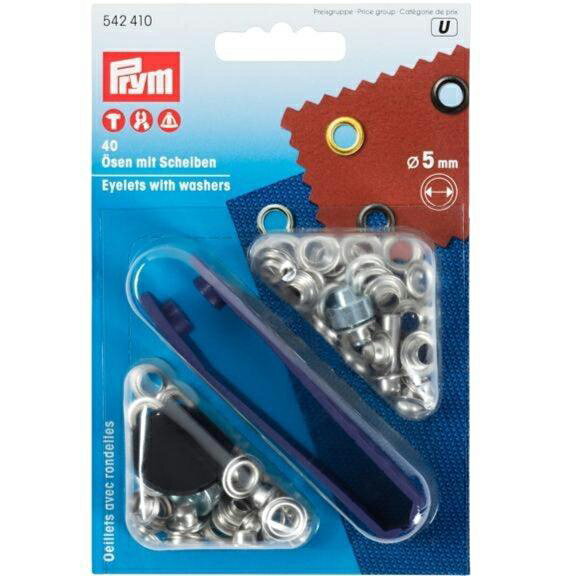 《Prym》プリム ハトメ 片面 シルバー5.0mm/40セット キット付 542 410手芸 ハンドメイド レザー クラフト パーツ