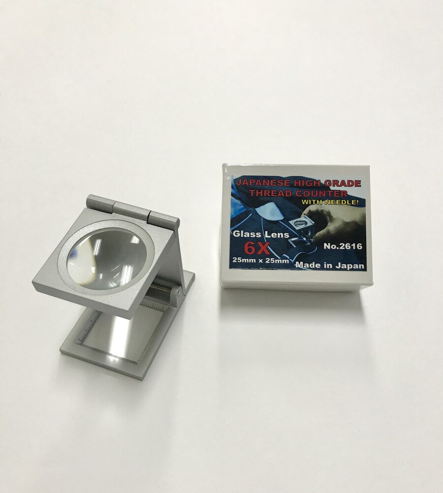 縞見ルーペ針付目盛25mmx25mmガラス製6倍ガラス製インチメガネ