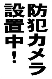 シンプル縦型看板「防犯カメラ設置中(黒）」防犯・防災 屋外可