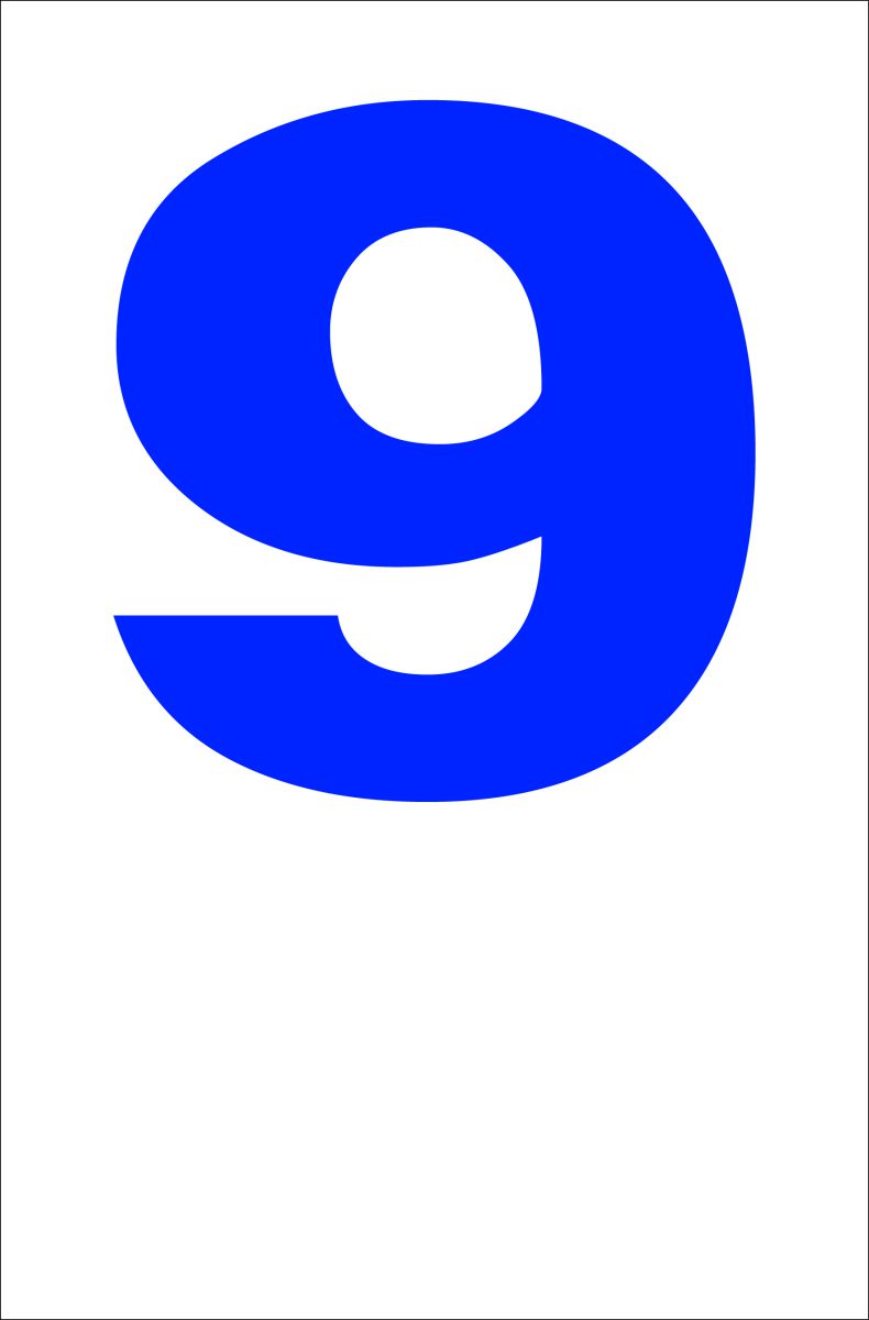 シンプル縦型看板「番号数字9（青）」番号数字 屋外可