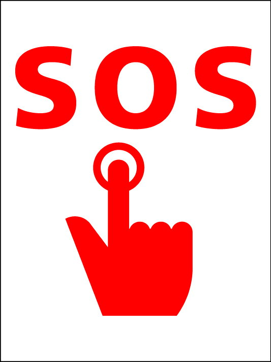 シンプルMサイズ看板 「SOS（ボタン）マーク」エトセトラ 屋外可