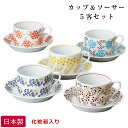 『GW限定SALEクーポン』【送料無料】【SONO カップ&ソーサー(5客) 】花柄の和食器セット 日本製 美濃焼き【前畑】