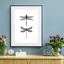 『全品SALEクーポン発行中』アート 絵 ポスター【Insect collection - A】※フレーム別売り トンボ 昆虫 線画 ドローイング モノトーン ...