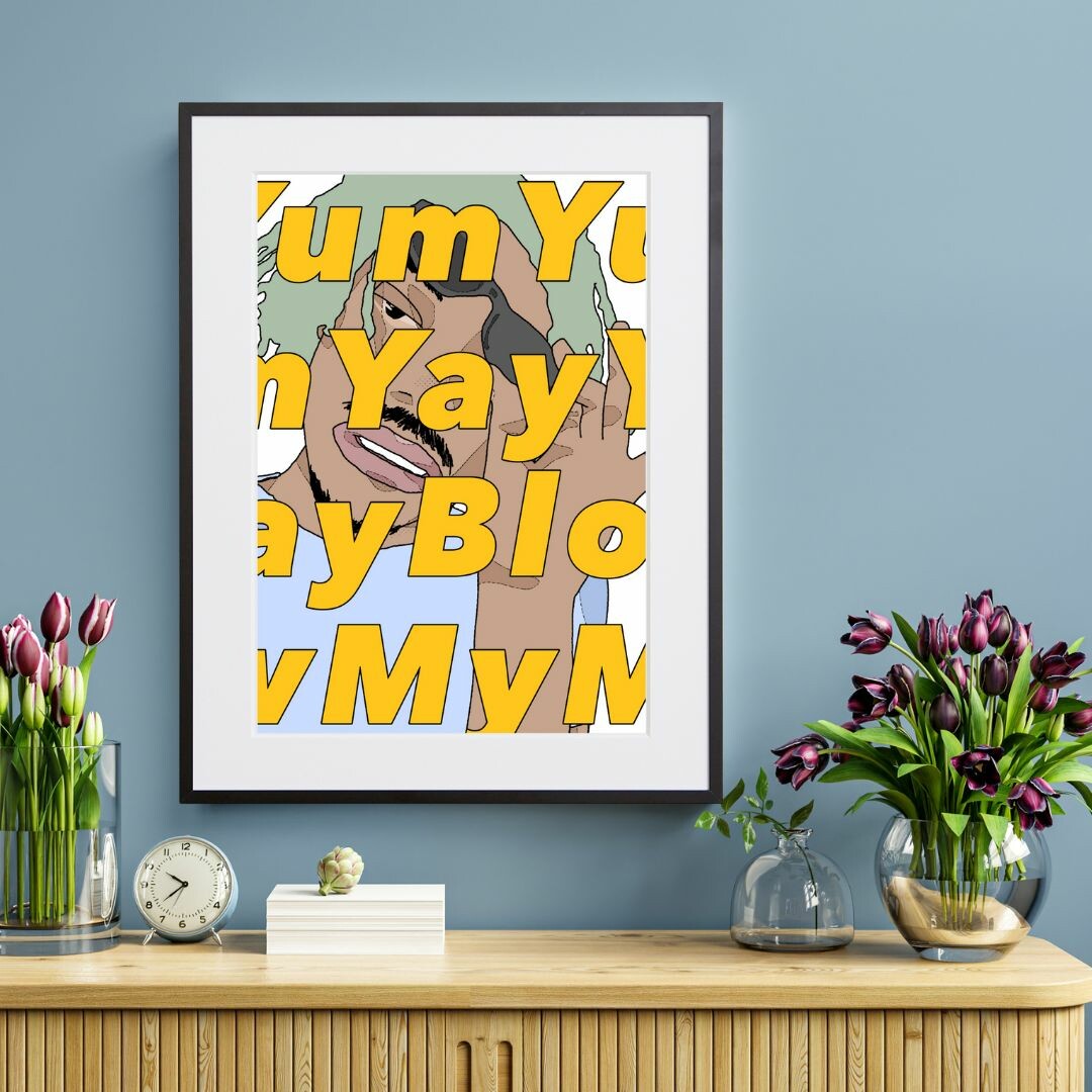 アート 絵 ポスター【Yum Yum Yay Yay Blow My Mind II】※フレーム別売り 男性 ストリート ファッション ポップイラスト A4 A3 A2【Make Sense】 ＃mandoopesuzuki125