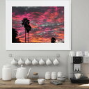 『全品SALEクーポン発行中』アート 絵 ポスター【South-LA-sunset】※フレーム別売り ロサンゼルス LA ヤシの木 夕焼け空 風景 景色 pho...