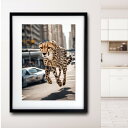 『全品SALEクーポン発行中』アート 絵 ポスター【Cheetah Trip】※フレーム別売り 動物 チーター 都会 ビル 街中 写真 photo A4A3A2...