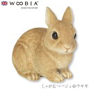 『全品SALEクーポン』ウービア Woobia 【しゃがむベージュ白ウサギ】 (幅12cm×奥行7.8cm×高さ10cm)かわいい 置物 リアル 動物 おしゃれ...