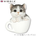 『全品SALEクーポン発行中』ウービア Woobia 【サバトラ白猫ティーカップ(小)】 (幅6.5cm×奥行6cm×高さ7.7cm)猫 ねこ ネコ かわいい ...