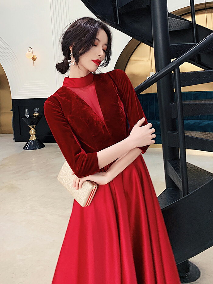 ウェディングドレス ウエディングドレス カラードレス パーティードレス 演奏会 発表会 イブニングドレス フォーマル カクテルドレス コンサート コンクール レッド ベルベット ミディアムドレス 赤 結婚式 二次会 披露宴 花嫁 前撮り 後撮り ブライダル wedding dress