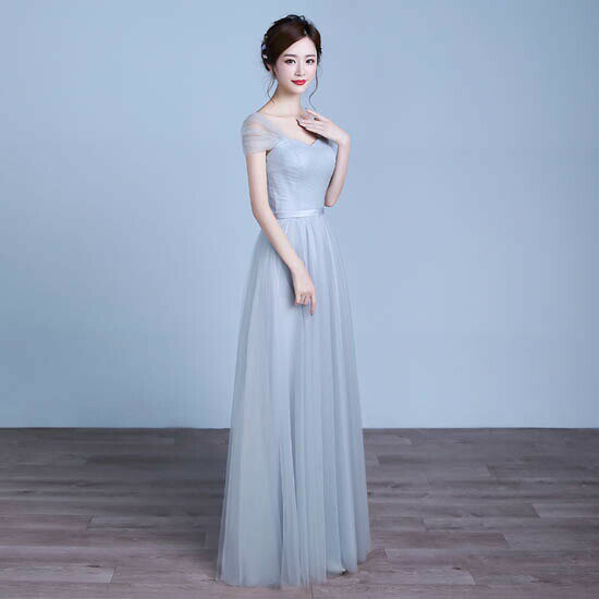 ウェディングドレス ウエディングドレス Aラインドレス パーティードレス カラードレス カクテルドレス 発表会ドレス 演奏会 ロングドレス フォーマル イブニングドレス グレー ブライズメイドドレス 結婚式 二次会 披露宴 コンサート 花嫁 前撮り 後撮り