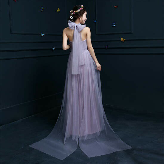 ウェディングドレス ウエディングドレス Aラインドレス パーティードレス カラードレス クロス 首後リボン 発表会ドレス 演奏会 ロングドレス フォーマル ステージドレス 演出 紫 パープル 袖なし ノースリーブ コンサート 結婚式 二次会 イブニングドレス 披露宴
