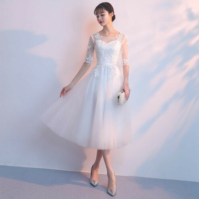 ウエディングドレス ウェディングドレス ミモレ丈ドレス ブライダルドレス ウェディングドレス wedding dress 花嫁 二次会ドレス 結婚式 前撮り 上品 披露宴 パーティードレス 着丈オーダー可 前撮り 海外挙式 エレガント クラシック 上品 シンプル セミオーダー