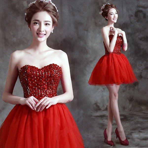 ウェディングドレスミニドレスカラー...