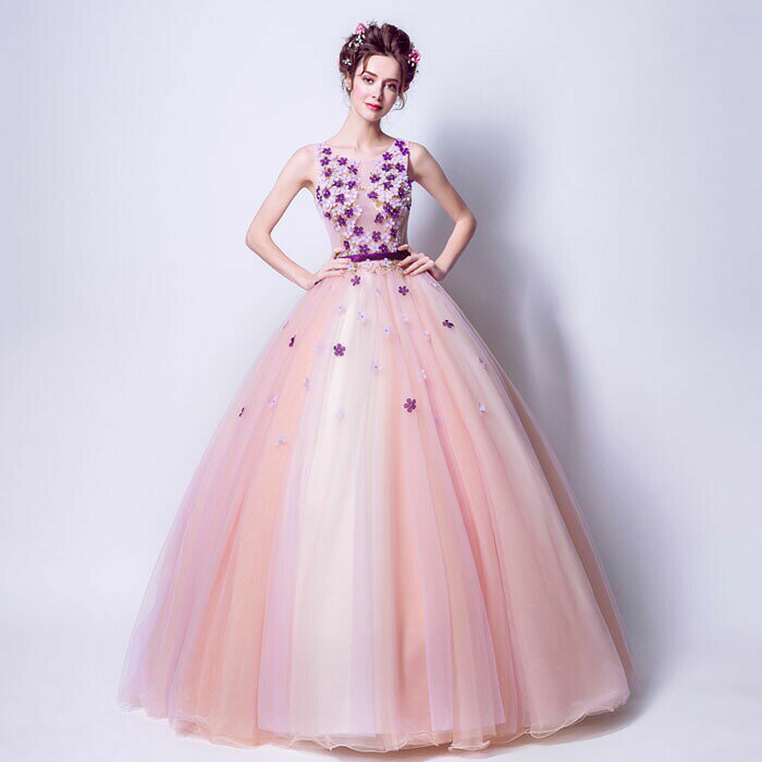 カラードレス ウエディングドレス ウェディングドレス 二次会ドレス ロングドレス 演奏会 パーティードレス 二次会ドレス 発表会 ピンク 袖なし ノースリーブ コンサート 結婚式 イブニングドレス 披露宴 花嫁 カクテルドレス 前撮り 後撮り ブライダル フォーマル