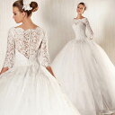 ウエディングドレス 6分袖 花嫁 ウェディングドレス 結婚式 プリンセスラインドレス 二次会ドレス ブライダル レース ホワイト 披露宴 海外挙式 クルミボタン 前撮り 前撮り 海外挙式 エレガント ボリューム プリンセスラインウェディングドレス 上品 セミオーダー 王道
