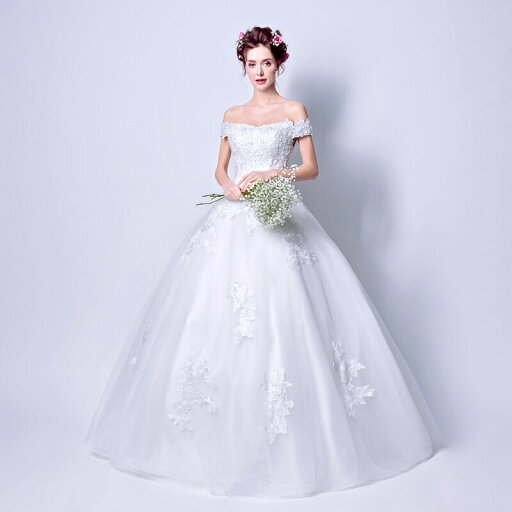 ウエディングドレス 花嫁 ウェディングドレス オフショルダー プリンセスラインドレス 白 オフホワイト 結婚式 ブライダル 二次会ドレス ロングドレス 披露宴 ウェディングドレス 前撮り 海外挙式 エレガント ボリューム プリンセスウェディングドレス 上品 セミオーダー