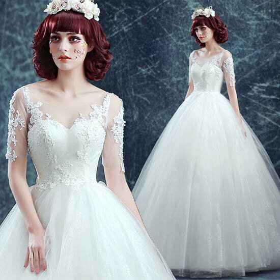 ウエディングドレス 二次会ドレス ウェディングドレス 結婚式 プリンセスラインドレス 半袖 花嫁 プリンセスラインドレス エンパイア 披露宴 ロングドレス ブライダル 前撮り 海外挙式 エレガント ボリューム プリンセスラインウェディングドレス 上品 セミオーダー 大聖堂