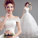 ウエディングドレス 二次会ドレス ウェディングドレス 結婚式 プリンセスラインドレス 花嫁 披露宴 ロングドレス ブライダル 挙式 ホワイト レース オフショル...