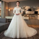 プリンセスラインドレス ロングドレス ウエディングドレス ブライダル トレーン Vネック ウェディングドレス 結婚式 二次会ドレス 披露宴 花嫁 オフホワイト 編み上げ 前撮り 海外挙式 エレガント ボリューム プリンセスラインウェディングドレス 上品 セミオーダー(4)