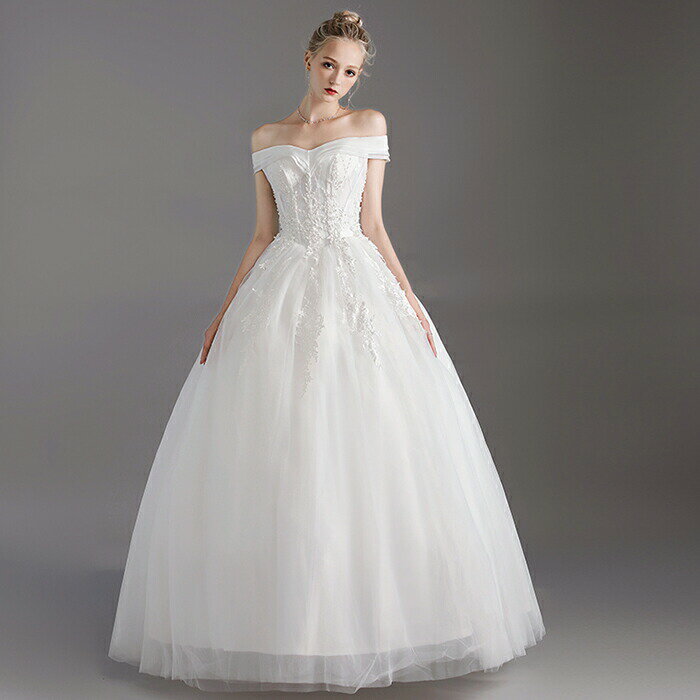 プリンセスラインドレス 結婚式 二次会ドレス ウエディングドレス オフショルダー ウェディングドレス 海外挙式 花嫁 披露宴 ブライダル 編み上げ 白 オフホワイト オフホワイト 前撮り 海外挙式 エレガント ボリューム プリンセスラインウエディングドレス セミオーダー
