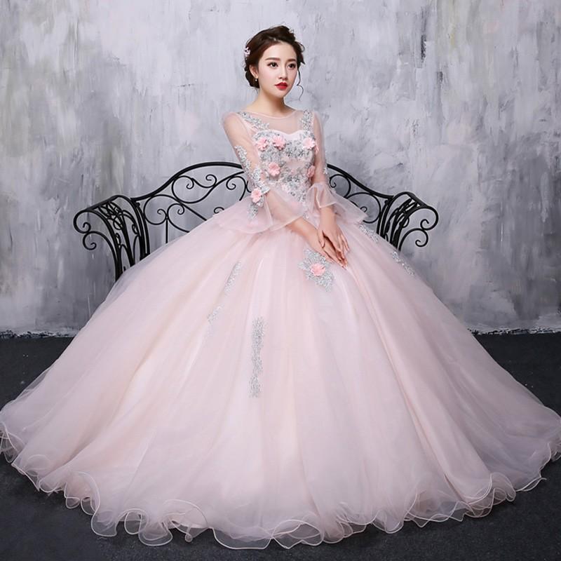 カラードレス 長袖 ロングスリーブ ウエディングドレス コンサート 安い ロングドレス 演奏会 プリンセスラインドレス ステージ衣装 パーティードレス ウェディングドレス 発表会ドレス 結婚式 二次会 イブニングドレス 披露宴 花嫁 カクテルドレス 前撮り 後撮り