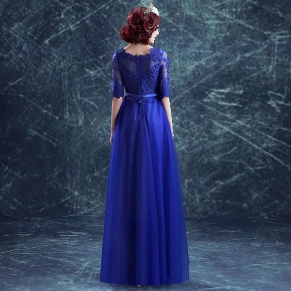 ウェディングドレス カラードレス 安い カクテルドレス 花嫁 パーティードレス 演奏会 二次会ドレス フォーマル イブニングドレス 結婚式 ウエディングドレス 半袖 ロングドレス 青 発表会 披露宴 コンサート 前撮り 後撮り ウェディングカラードレス ブライダル 袖あり