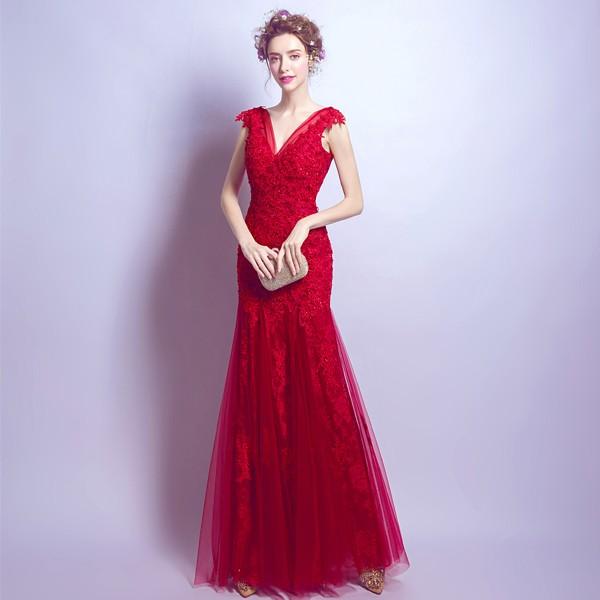 ウエディングドレス マーメイドドレス 赤 演奏会 二次会ドレス イブニングドレス 安い 花嫁 ロングドレス カラードレス コンサート 結婚式 カクテルドレス 発表会ドレス ウェディングドレス パーティードレス 披露宴 前撮り 後撮り ウェディングカラードレス ブライダル