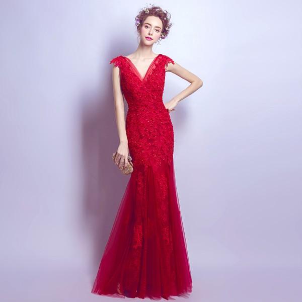 ウエディングドレス マーメイドドレス 赤 演奏会 二次会ドレス イブニングドレス 安い 花嫁 ロングドレス カラードレス コンサート 結婚式 カクテルドレス 発表会ドレス ウェディングドレス パーティードレス 披露宴 前撮り 後撮り ウェディングカラードレス ブライダル